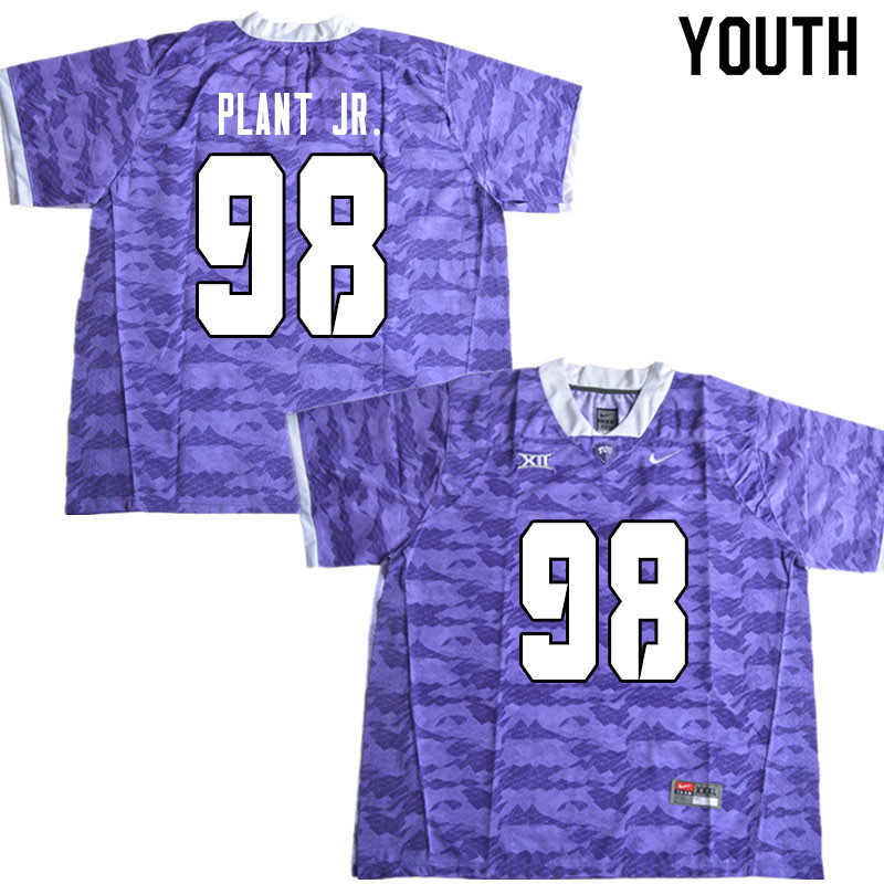 Youth #98 Adam Plant Jr. TCU Horned Frogs College Football Jerseys Sale-Limited Purple